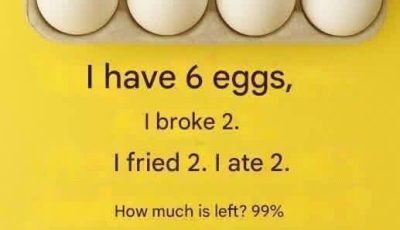 Search Results for: How Many Eggs Are Left? A Riddle That Confuses 99% of People