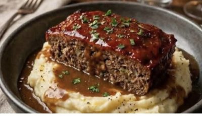 Meatloaf with Mashed Potatoes and Gravy
