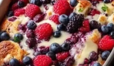 High Protein Triple Berry Breakfast Bake