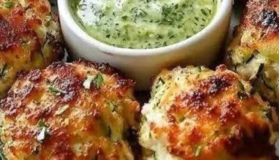 High-Protein Zucchini Chicken Bites with Herb Yogurt Dip