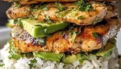 Honey Lime Chicken & Avocado Rice Stack