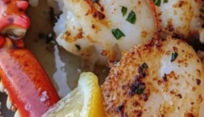 WOULD YOU EAT THIS GARLIC BUTTER LOBSTER AND SCALLOPS