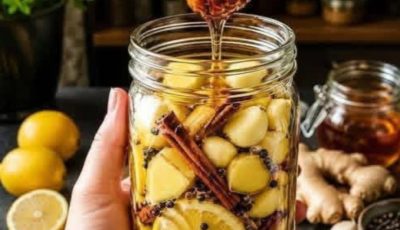 Lemon, Garlic, Ginger & Cinnamon Honey Remedy